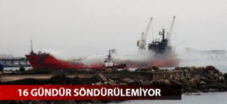 Saman yüklü gemi için söndürme çalışmaları devam ediyor